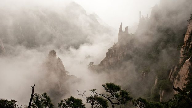 Granite peaks and sea of clouds on Huangshan, Anhui, China